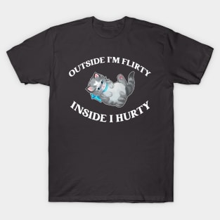 Outside I'm Flirty Inside I Hurty Cat Meow T-Shirt